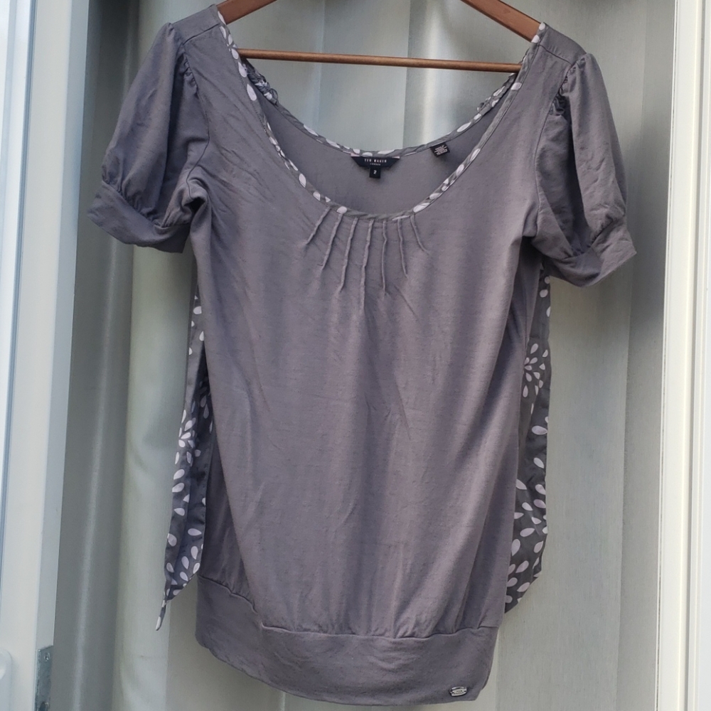 Ted Baker London Gray Short-Sleeve Scoop Neck Top